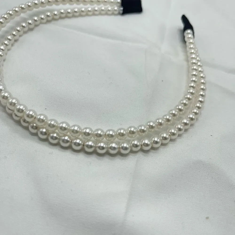 Double Faux Pearl Lightweight Headband – Elegant Women’s Hair Accessory
